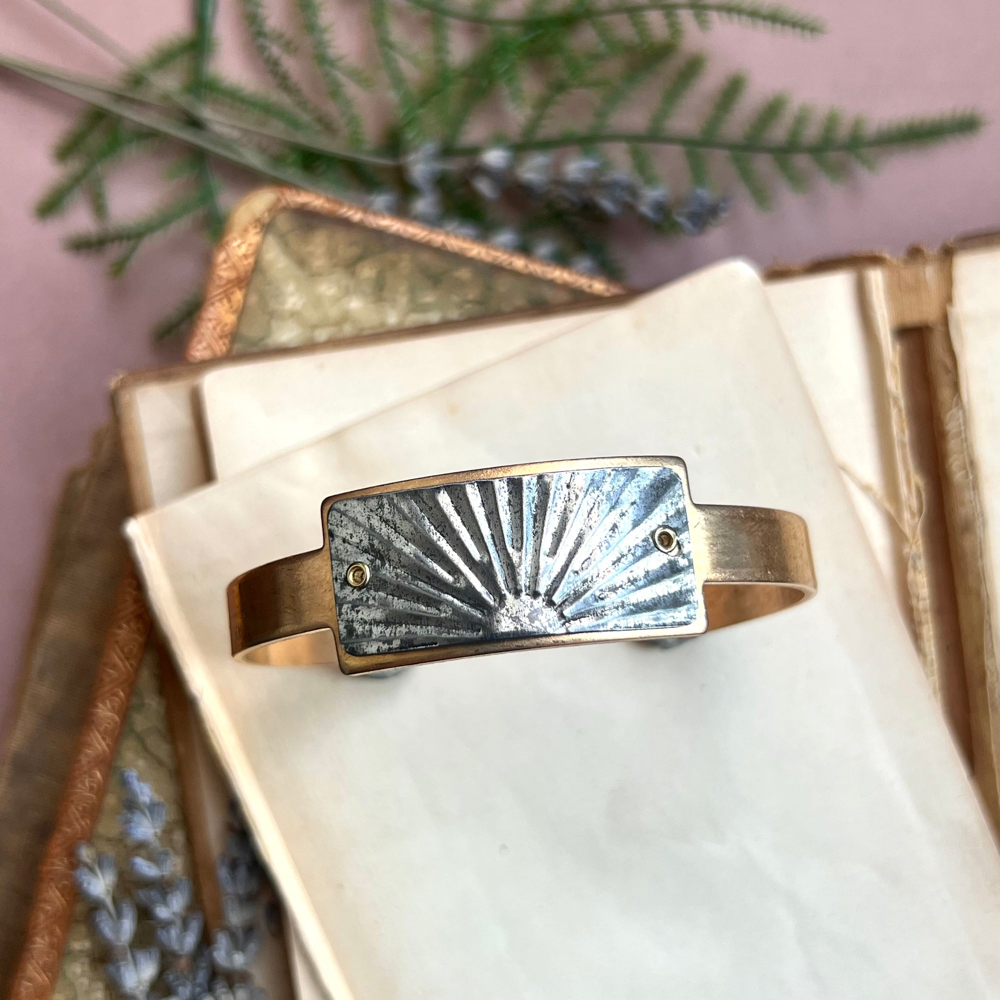 Cuff Bracelet ID Style, Mixed Metal Deco