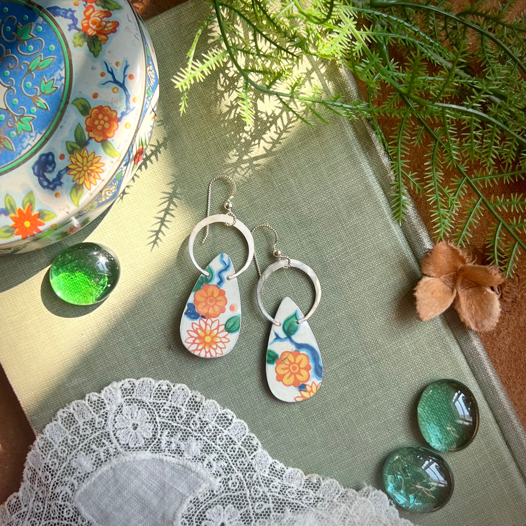 Flower Child Halo Teardrop Earrings ---