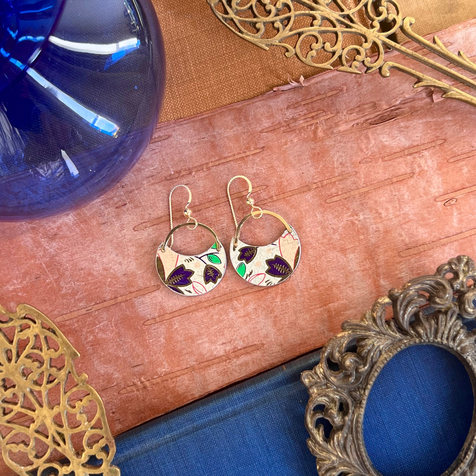 Indigo Garden, Plump Crescent Earrings