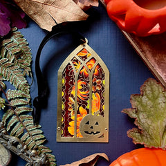 Jack O' Lantern Window Ornament, Autumn Flame