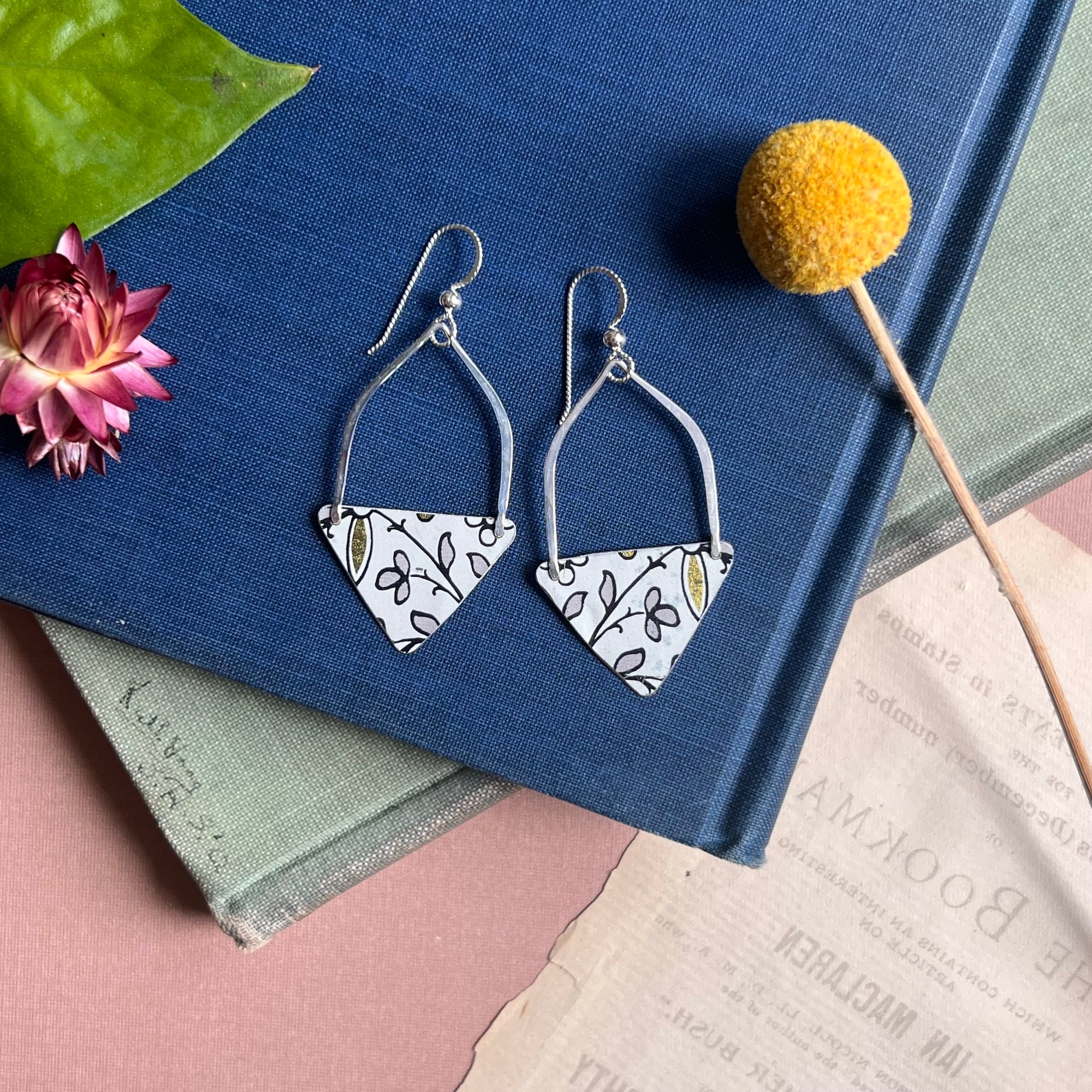 Pointed Triangle Earrings, Alabaster