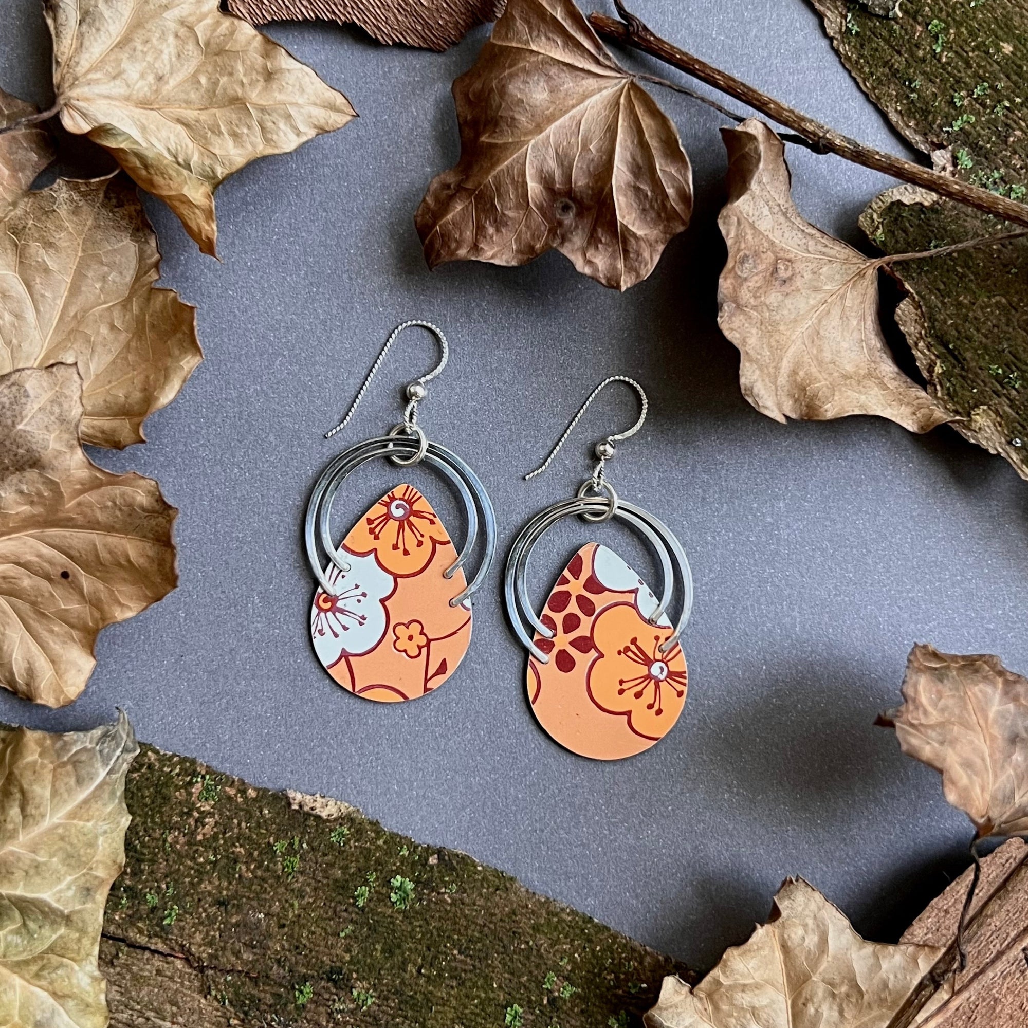 Persimmon, Double Halo Earrings