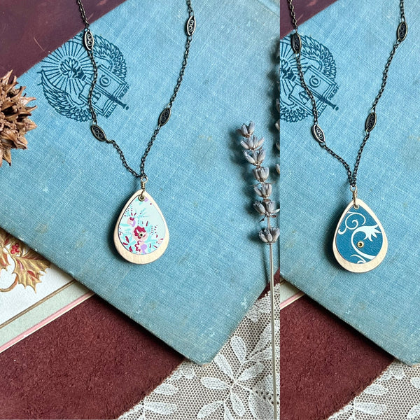Reversible Teardrop Necklace, Brass #8 ---