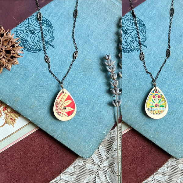 Reversible Teardrop Necklace, Brass #31---
