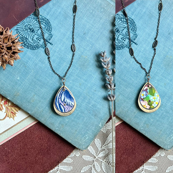 Reversible Teardrop Necklace, Brass #27---