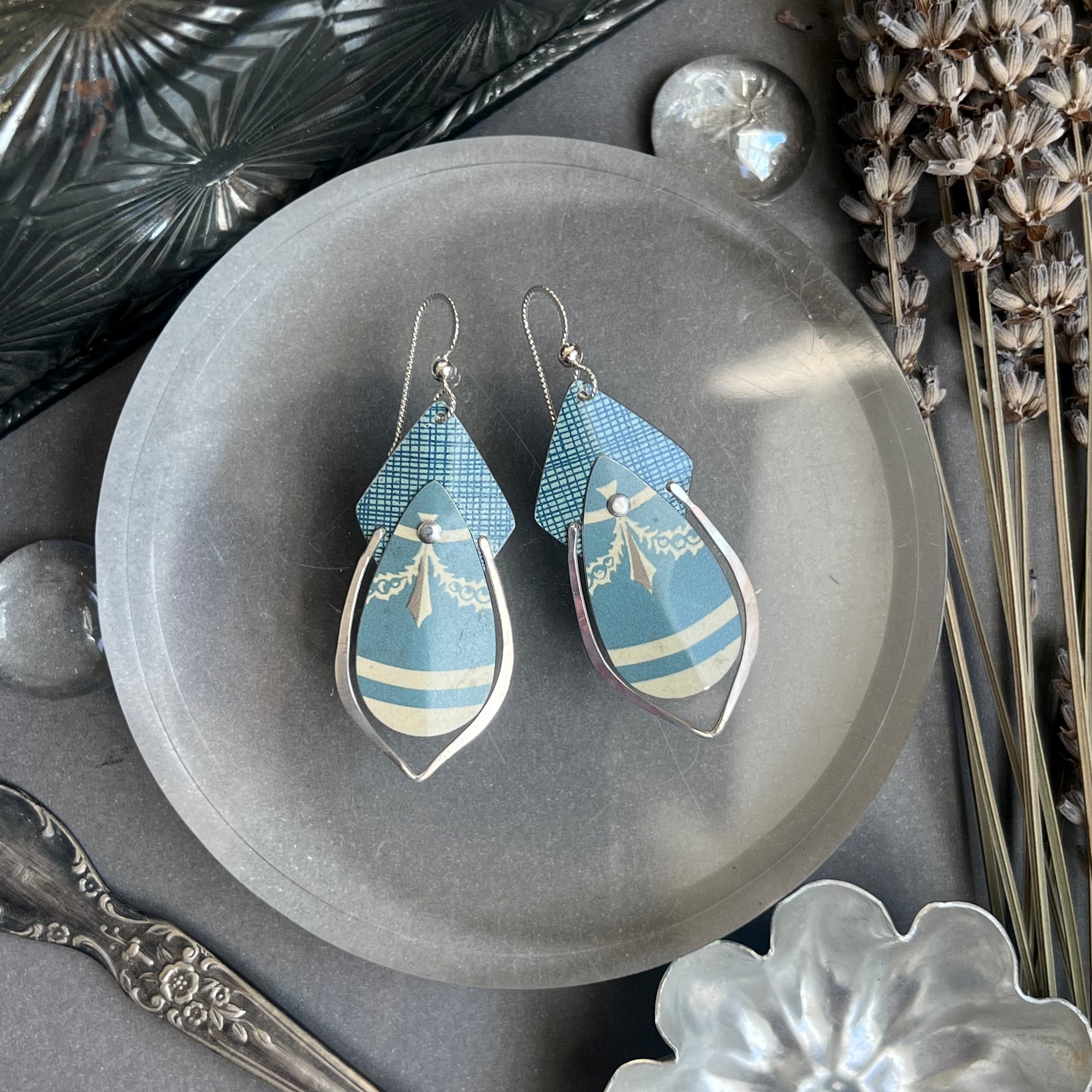 -Misty Blue, Perspective Earrings 2