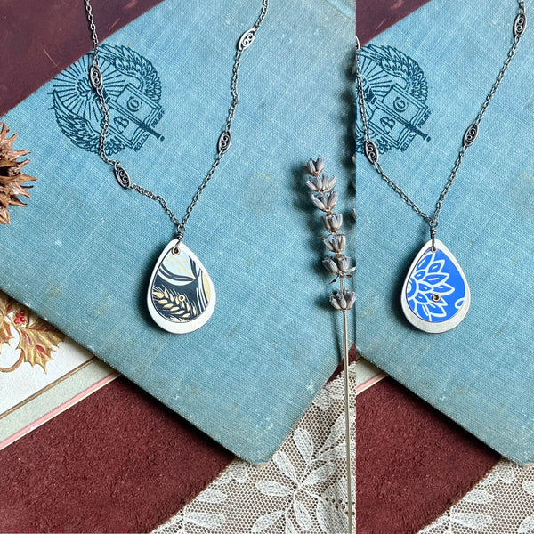 Reversible Teardrop Necklace, Silver #7---
