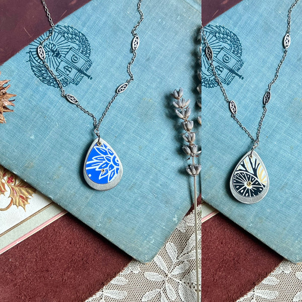 Reversible Teardrop Necklace, Silver #3---