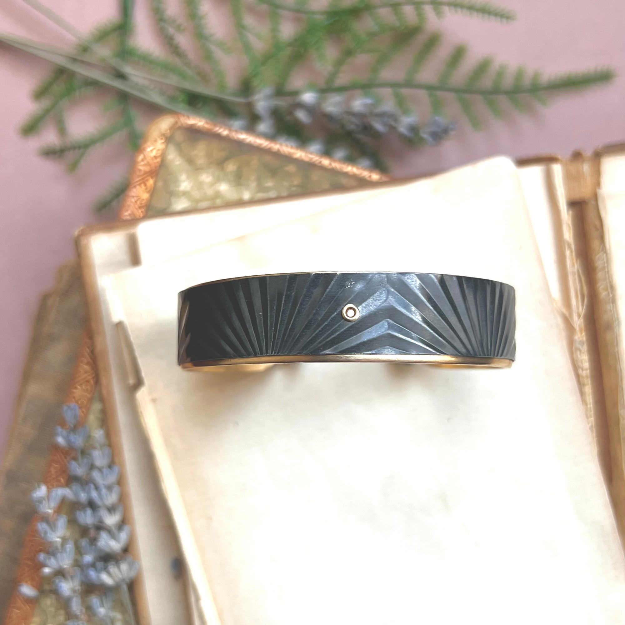 Cuff Bracelet Wide, Mixed Metal Deco