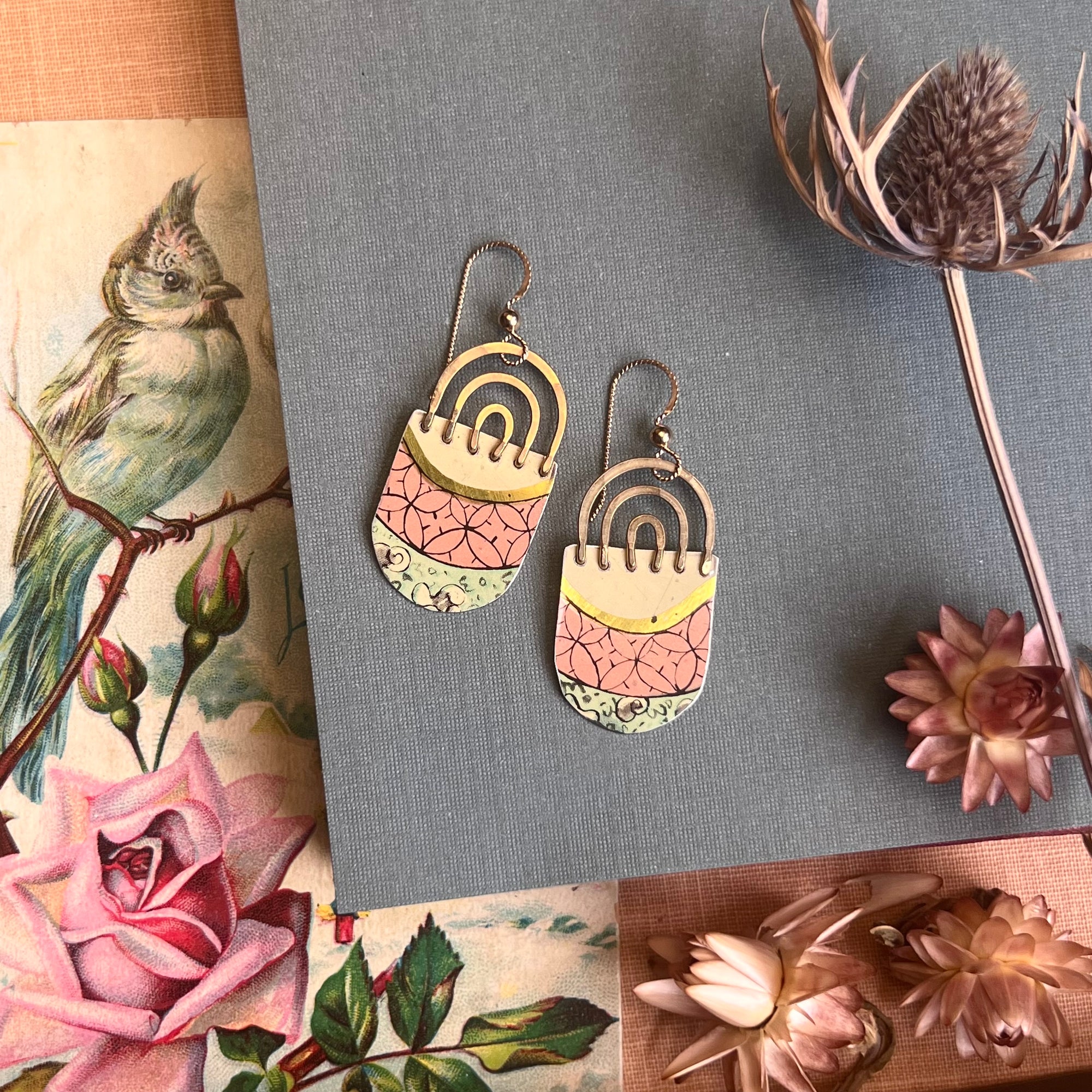 Minty Blush, Tiny Rainbow Earrings