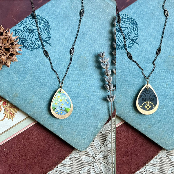 Reversible Teardrop Necklace, Brass #30---
