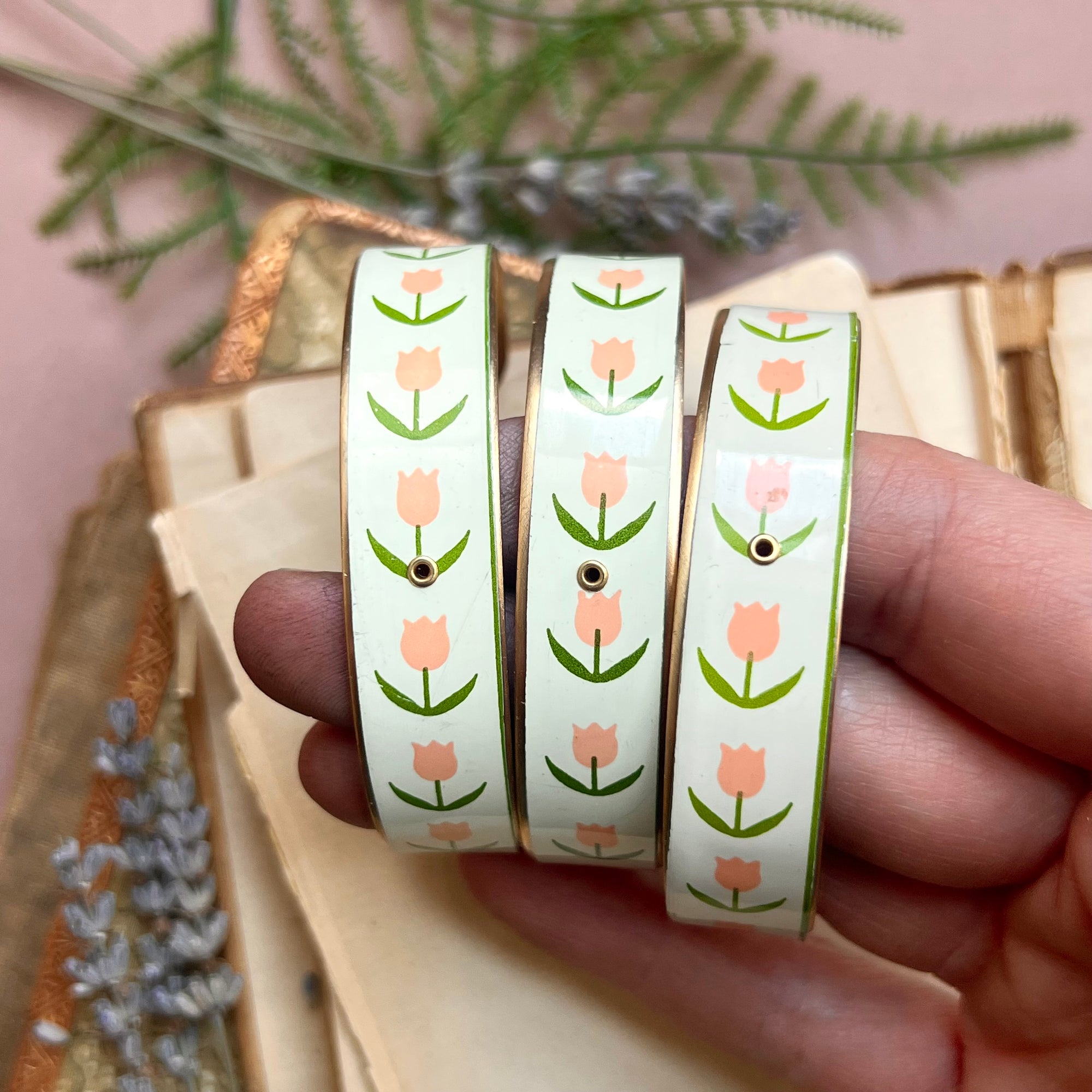 Cuff Bracelet Wide, Peach Tulip 2