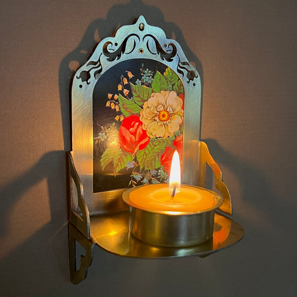 Petite Altar, Night Floral Right, Rustic Antiqued Brass