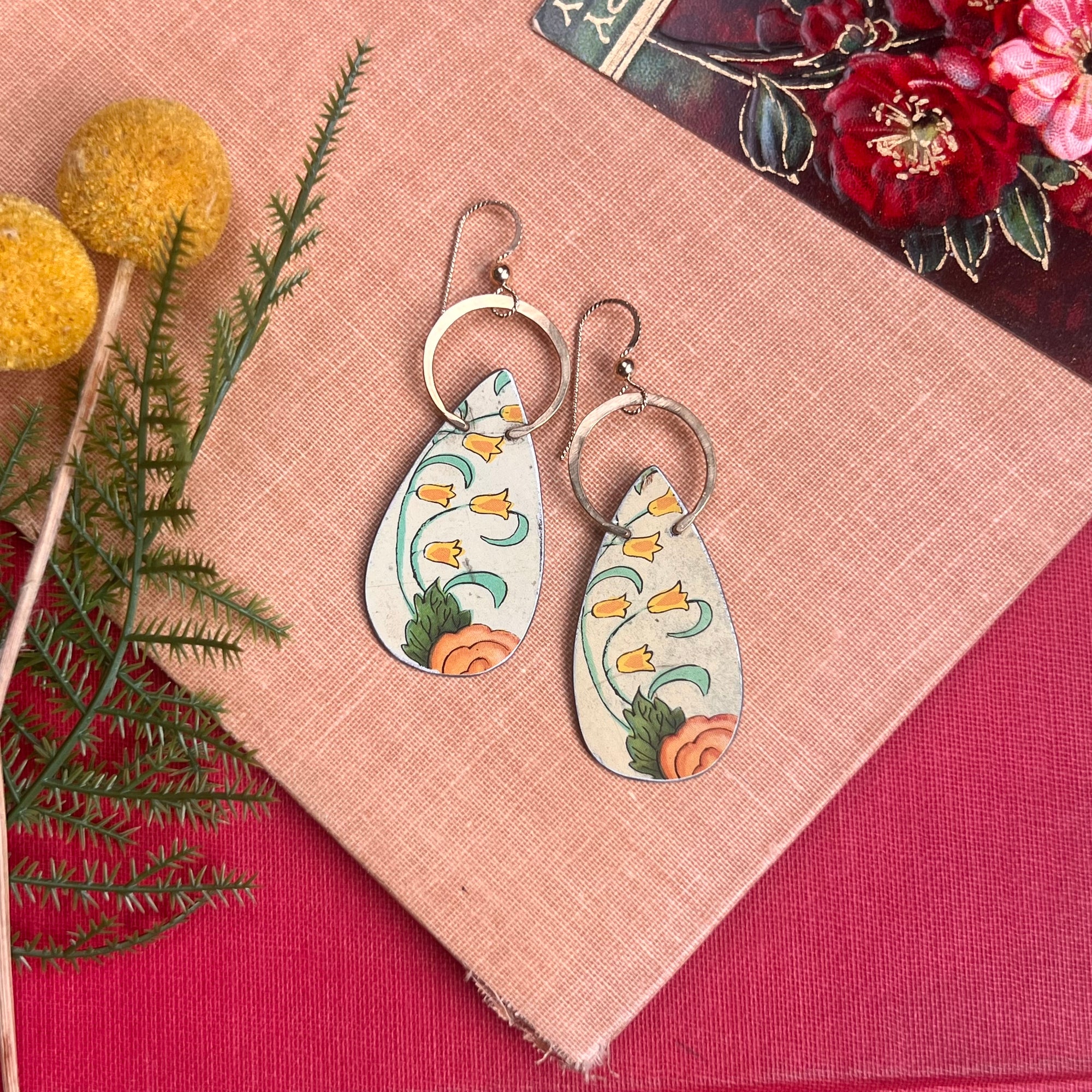 Floro, Large Halo Teardrop Earrings 4