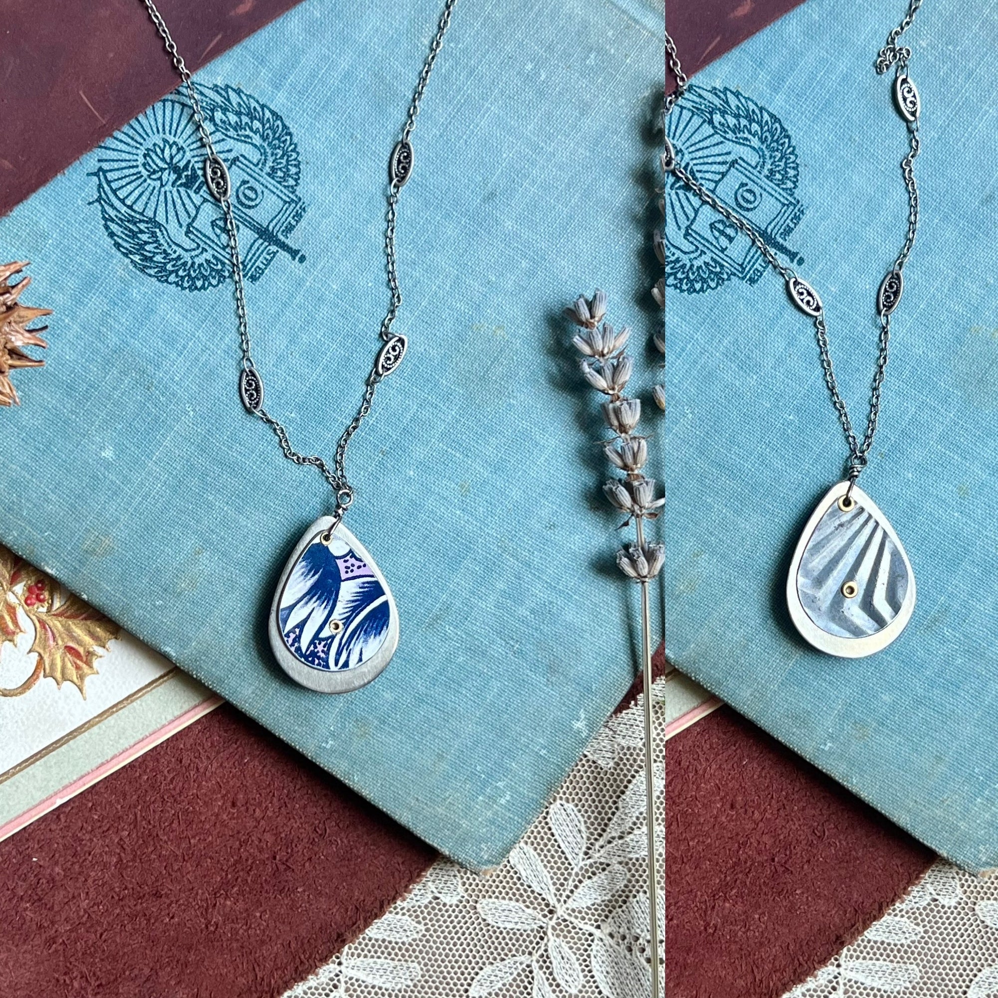 Reversible Teardrop Necklace, Silver #1---