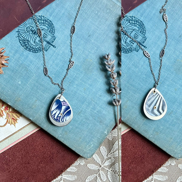 Reversible Teardrop Necklace, Silver #1---