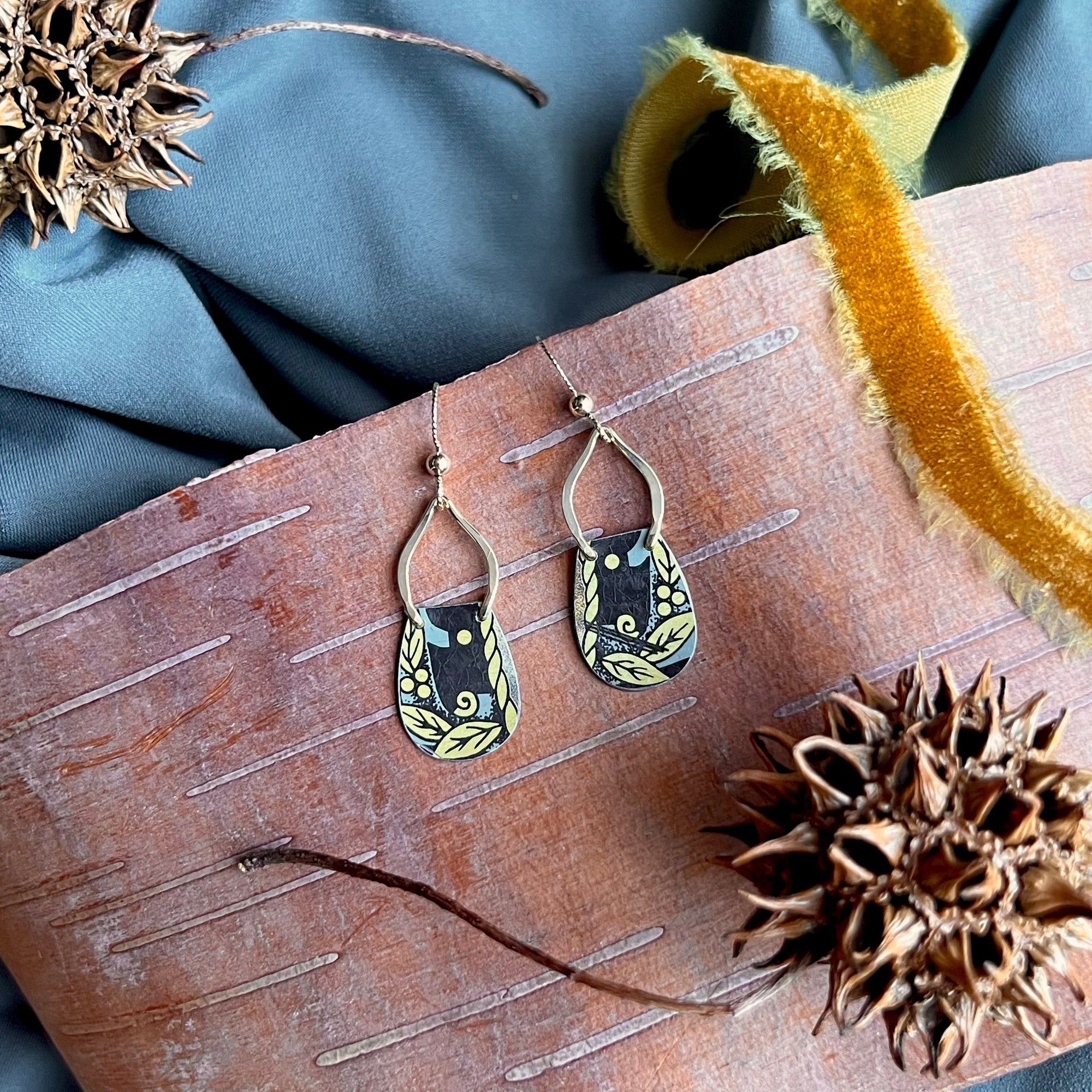 Sea Foam, Curvy Teardrop Earrings