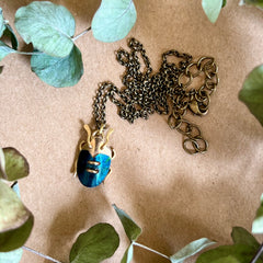 Scarab Necklace, Blue/Green Multi