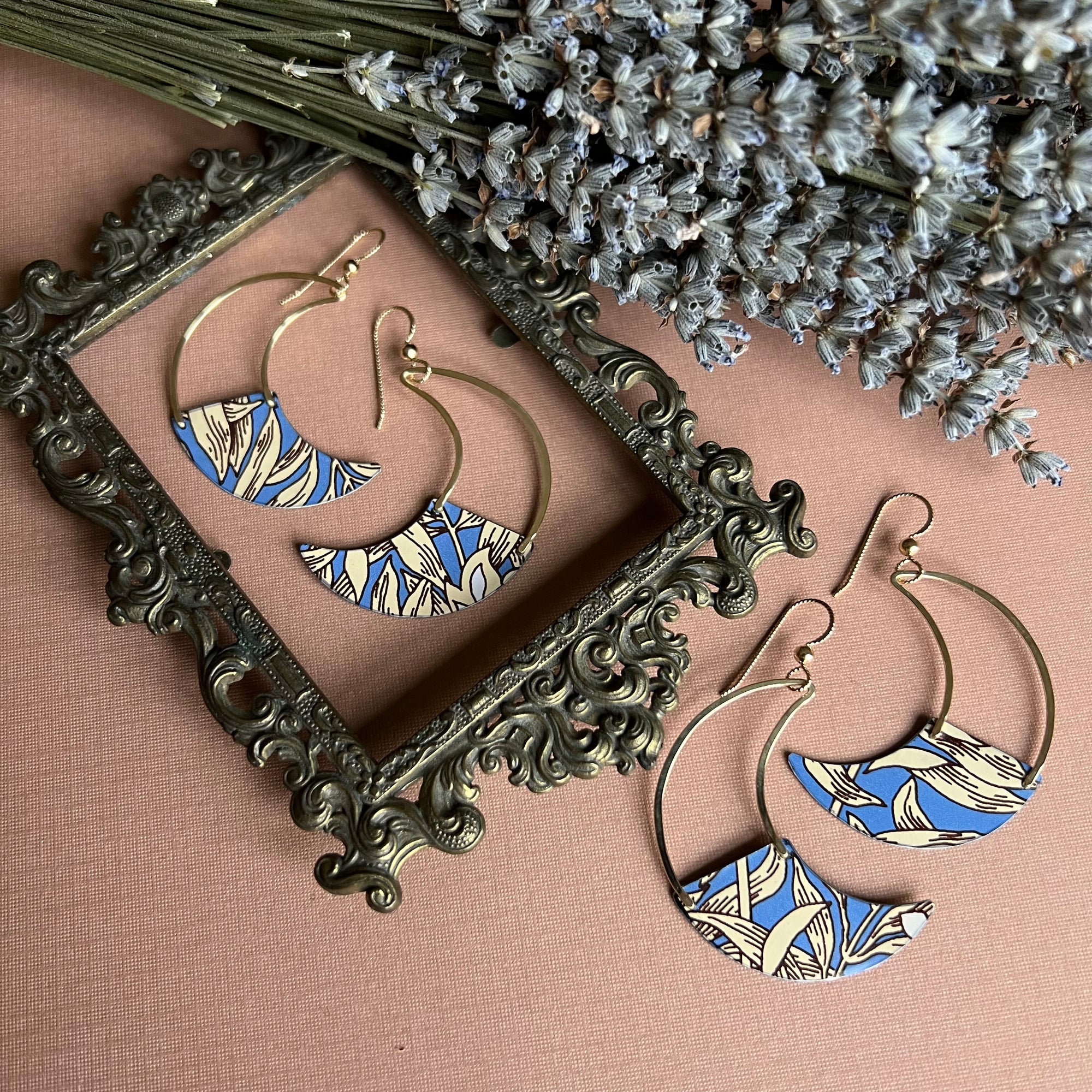 Crescent Moon Earrings, Periwinkle, Large