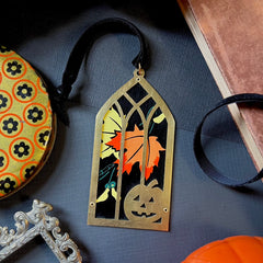 Jack O' Lantern Window Ornament, MCM Maple