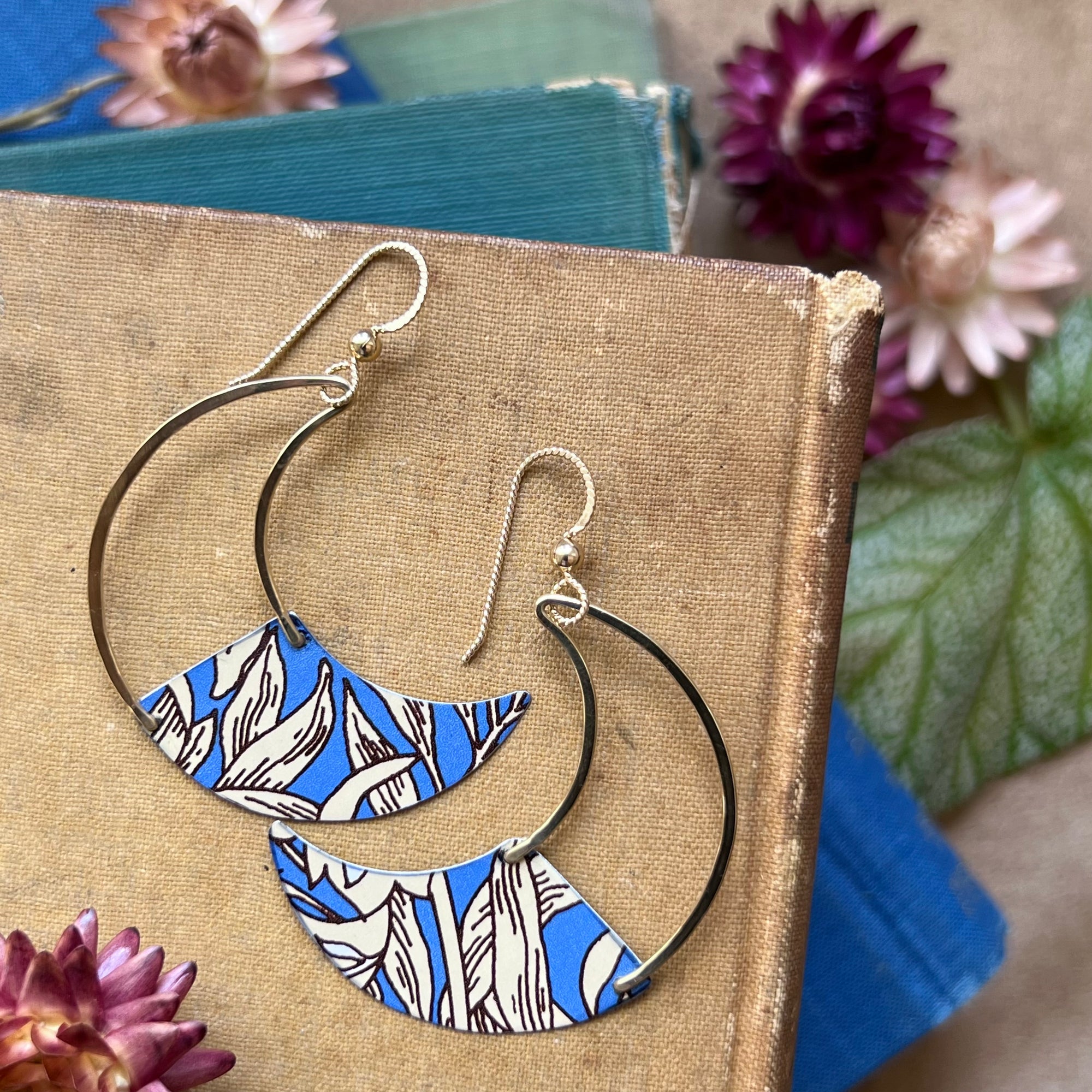 Crescent Moon Earrings Periwinkle Large